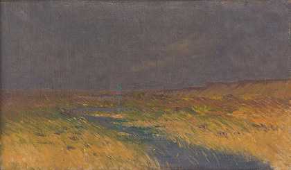 傍晚前的风景`Landscape before Evening (1910–1930) by Ferdinand Katona