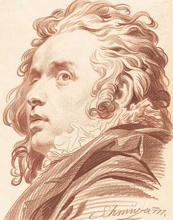 头发飘逸的年轻人`A Young Man with Flowing Hair (1777) by Jacob Matthias Schmutzer