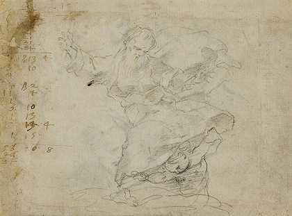 上帝是伸开双臂在空中的父亲`God the Father in the Air with Arms Outstretched (ca. 1580s) by Francesco Vanni