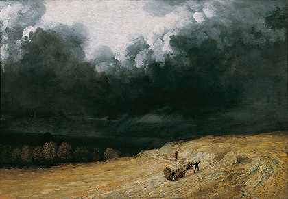 雷暴景观`Gewitterlandschaft (1830~1840) by Georges Michel