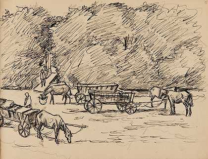 有点像乡下的景象。`scena rodzajowa na wsi. (1929) by Ivan Ivanec