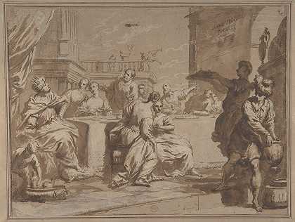 伯沙撒的盛宴`The Feast of Belshazzar (1697–1732) by Antonio Gionima