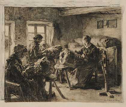 孚日花边`Les Dentellières des Vosges (1888) by Léon Augustin Lhermitte