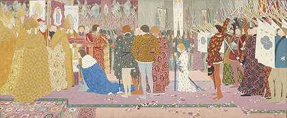 多芬在莱姆斯的加冕（圣女贞德系列-V）`The Crowning at Rheims of the Dauphin (Joan of Arc series – V) (1907) by Louis Maurice Boutet de Monvel
