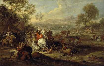 骑兵休克或骑兵战斗`Choc de cavalerie ou Combat de cavalerie (1652 ~ 1690) by Adam Frans van der Meulen