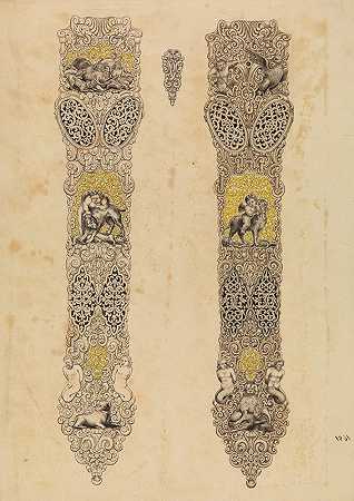 匕首鞘两侧的设计`Design for Two Sides of a Dagger Sheath (ca. 1850–55) by Eusebio Zuloaga