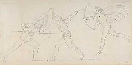 图为七位酋长对抗底比斯`Illustration for Seven Chiefs Against Thebes (ca. 1794) by John Flaxman