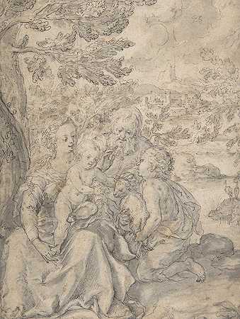 圣洁的家庭和婴儿圣约翰浸礼会`Holy Family with the Infant Saint John the Baptist by Hans Krumpper