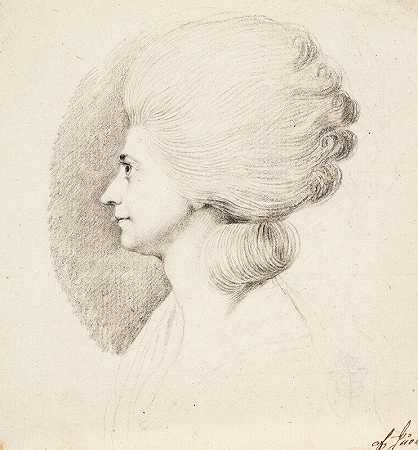 女演员弗赖登达尔夫人，née Møller。左轮廓`Skuespillerinden Mme. Frydendahl, født Møller. Profil mod venstre (1781) by Jens Juel