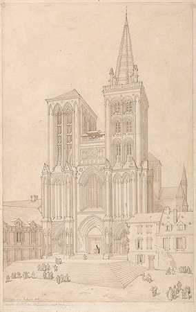 诺曼底里斯约的圣彼得西线`St. Peter at Lisieux, Normandy; West Front (1818) by John Sell Cotman