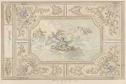 设计一幅以时间为冠冕的天花板画`Ontwerp voor een plafondschildering met Eer gekroond door de Tijd (1677 ~ 1755) by Elias van Nijmegen