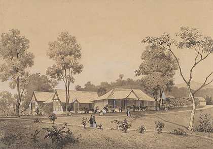 州长的平房住宅`The Cottage Residence of the Governor (1857) by Michel Jean Cazabon