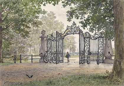 尼乌弗斯路易斯安德维希特的弗里登霍夫纪念围栏`Het monumentale hek van Vreedenhoff te Nieuwersluis aan de Vecht (1886) by Willem de Famars Testas