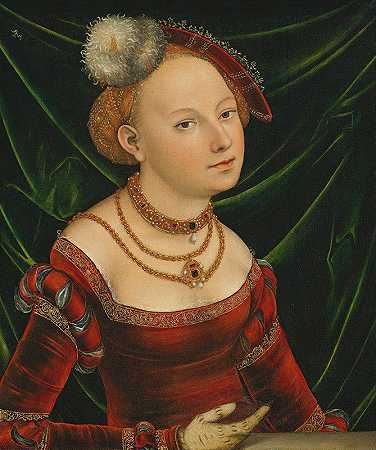 女人的肖像`Portrait Of A Woman by Lucas Cranach the Younger