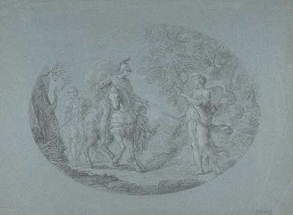 在埃涅阿斯看来，伪装成女猎手的维纳斯出现了（埃涅阿斯一世305 ff.）`Venus Disguised as a Huntress Appears to Aeneas (Aeneid I; 305 ff.) (1699–1768) by Stefano Pozzi