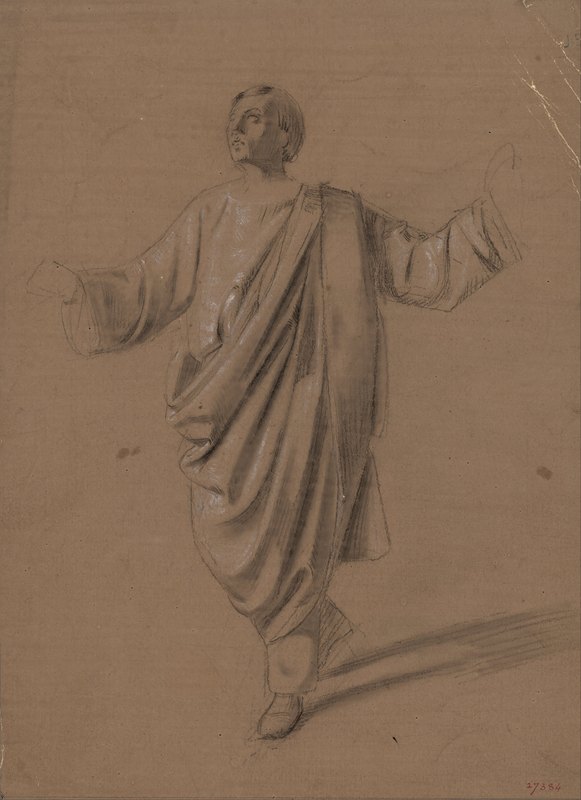 对男性形象的学术研究`Academic study of a male figure (1856~1858) by Mariano Fortuny Marsal