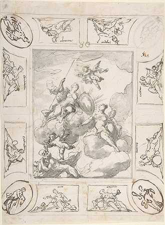 勇气和智慧的胜利`The Triumph of Courage and Wisdom (late 17th–early 18th century) by Johann Michael Rottmayr