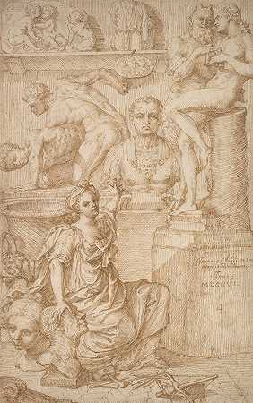 雕塑寓言`Allegory of Sculpture (1704) by Jan Claudius de Cock
