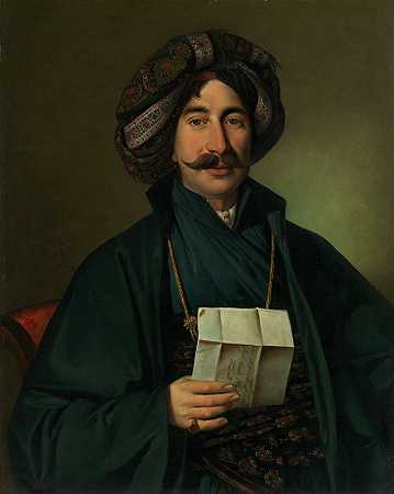 穿着奥斯曼长裙的男人`Man in Ottoman dress by Jožef Tominc