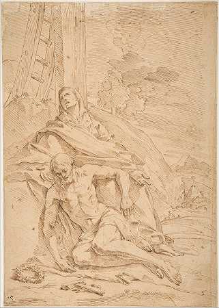 圣母为死去的基督哀悼`The Virgin Lamenting over the Dead Christ (1612–50) by Pietro Testa