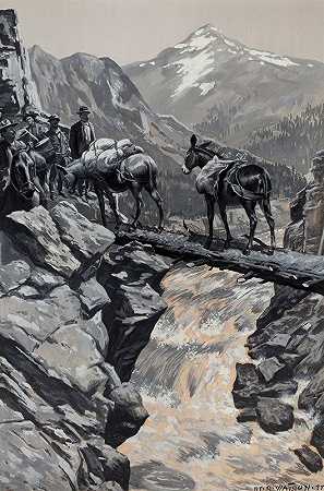 穿越急流`Crossing the Rushing Stream (1897) by Henry Summer Watson