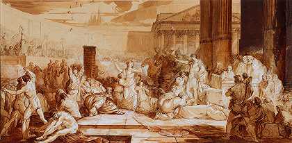 提图斯·昆特库斯·弗拉米纽斯在地峡运动会上给予希腊自由`Titus Quincticus Flaminius Granting Liberty to Greece at the Isthmian Games (1780) by Jean Pierre Saint-Ours