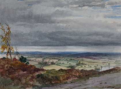 科夫顿山的低山`Low Hill From Cofton Hill (1853) by Elijah Walton