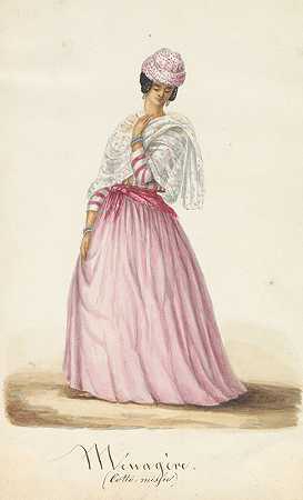 koto misi的年轻女子`Jonge vrouw in koto misi (in or before c. 1860) by Jacob Marius Adriaan Martini van Geffen