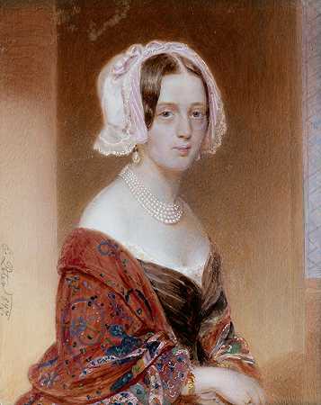 一位年轻女子的肖像`Bildnis einer jungen Frau (1847) by Emanuel Thomas Peter
