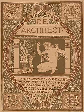 封面设计建筑师，1911年`Omslagontwerp voor; De Architect, 1911 (1911) by Richard Nicolaüs Roland Holst