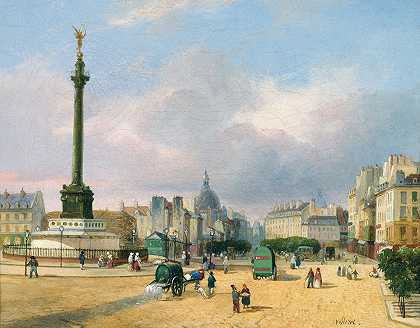 巴士底广场`La place de la Bastille (1840) by François Etienne Villeret