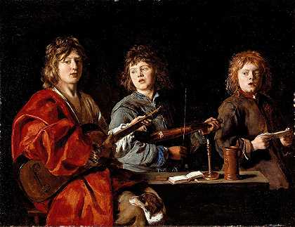 三位年轻的音乐家`Three Young Musicians (circa 1630) by Antoine Le Nain