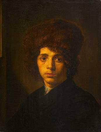 戴皮帽的年轻人`Young Man with a Fur Hat (c. 1635 ~ c. 1640) by David Bailly
