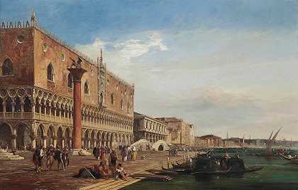 狗威尼斯s宫`The Doges Palace, Venice by Edward Pritchett
