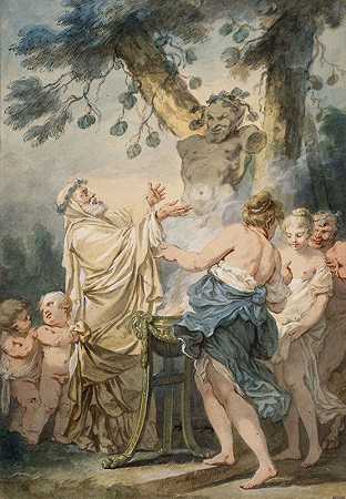 向潘献祭`Loffrande à Pan (1768) by Jacques-Philippe Caresme