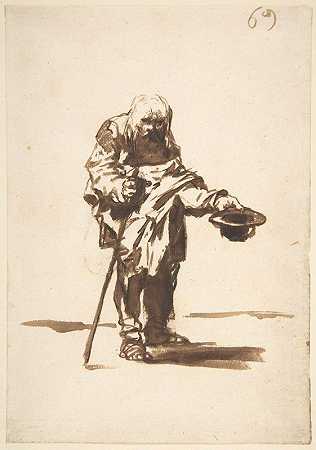 右手拿着棍子的乞丐`Beggar with a staff in his right hand (ca. 1812–20) by Francisco de Goya