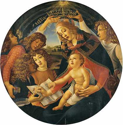 圣母玛利亚`Madonna of the Magnificat (19th Century) by After Sandro Botticelli