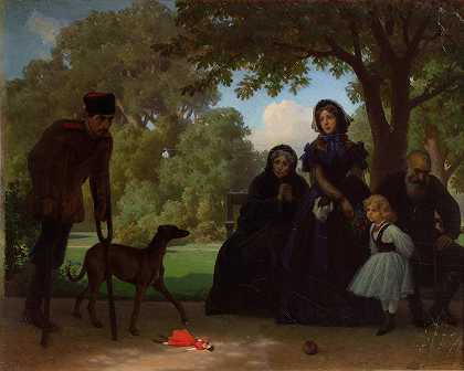 在撒克逊花园`In the Saxon Garden (1863) by Artur Grottger