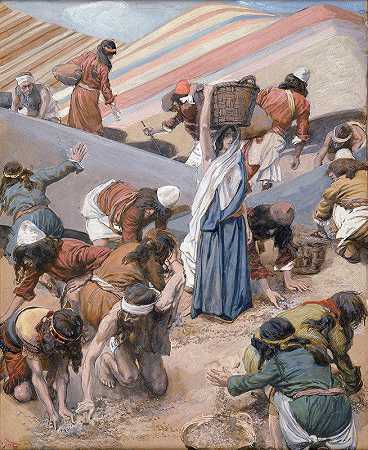 吗哪的聚集`The Gathering of the Manna (c. 1896~1902) by James Tissot