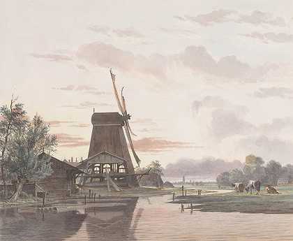 锯木厂`Houtzaagmolen (1845) by Hendrik Abraham Klinkhamer