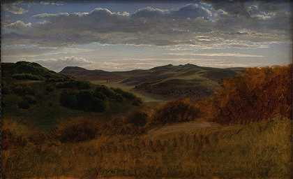 莫恩悬崖后面的小山`Hills behind the Møen Cliff (1846 ~ 1851) by P. C. Skovgaard