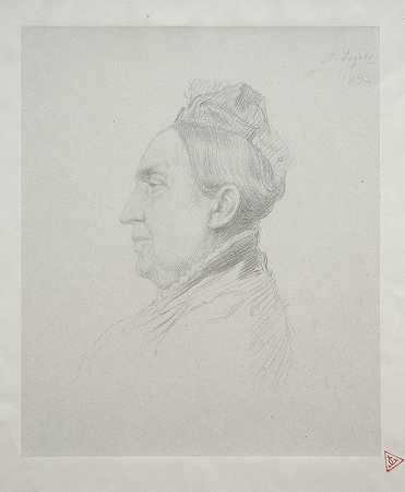 肯普夫人侧面肖像（第二版）`Portrait of Madame Kemp in Profile (2nd Plate) by Alphonse Legros