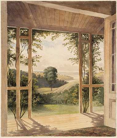 奥克兰，从Reader Wood先生的阳台上s小屋`Auckland, from the Verandah of Mr Reader Woods Cottage (1856) by John Kinder