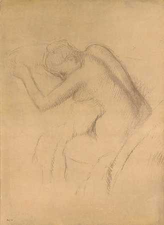裸体女人坐着`Femme Nue Assise (1899) by Edgar Degas