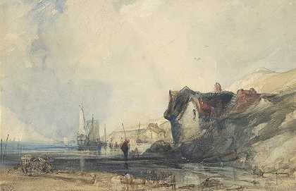 交易时的海岸景观`View on the Coast at Deal (ca. 1846) by Charles Bentley