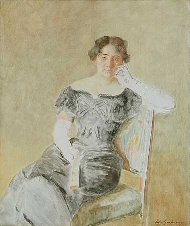 朱丽叶·考夫曼肖像`Portrait of Juliette Kaufmann (before 1918) by Isidor Kaufmann
