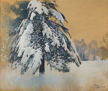 雪帽`Cap of snow (1907) by Julian Falat