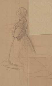 这幅画的女王画像草图贾德维加女王她的誓言`
Sketch of the queen figure for the painting Queen Jadwigas Oath (1867)  by Józef Simmler