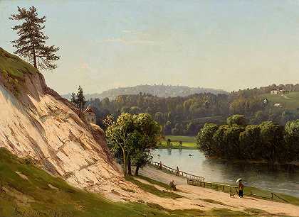 维尔纽斯附近——河流景观`Near Vilnius – River landscape (1872) by Józef Marszewski