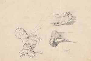 尼哥底母和基督的脚在绘画中的研究安葬`
Studies of feet of Nicodemus and Christ to the painting Entombment (1850)  by Józef Simmler